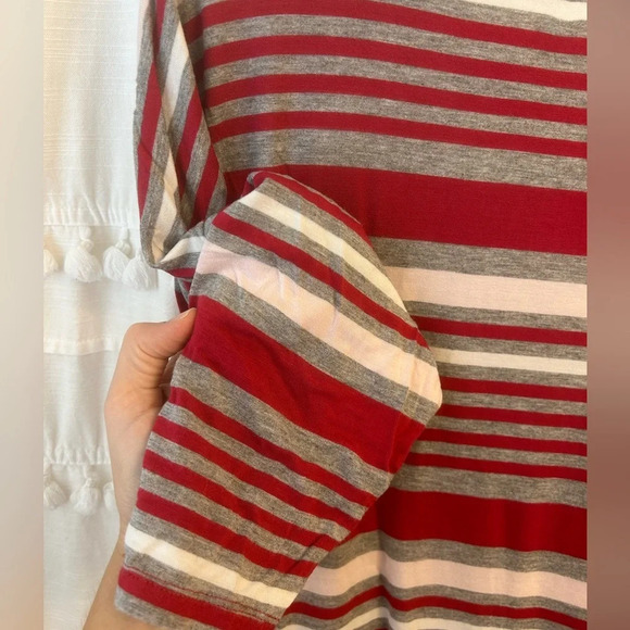 Sunday 3/4 sleeve t shirt striped red white pink size M - Picture 8 of 8
